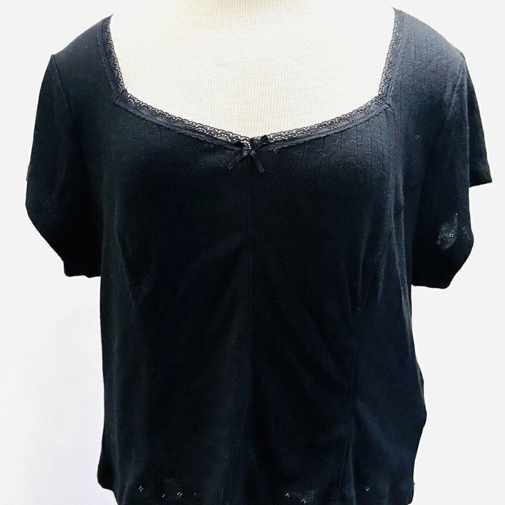 NWT SO GOODS FOR LIFE Juniors Short Sleeve Pullover V-Neck Black Shirt Size XXL
